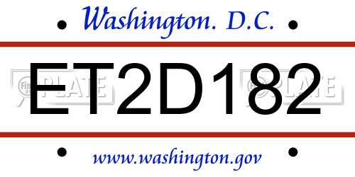 ET2D182 District Of Columbia License Plate