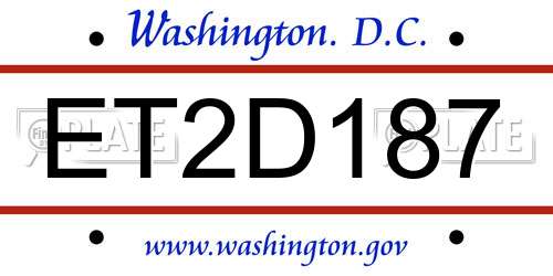 ET2D187 District Of Columbia License Plate