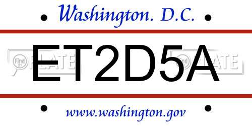 ET2D5A District Of Columbia License Plate