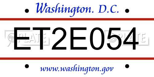 ET2E054 District Of Columbia License Plate