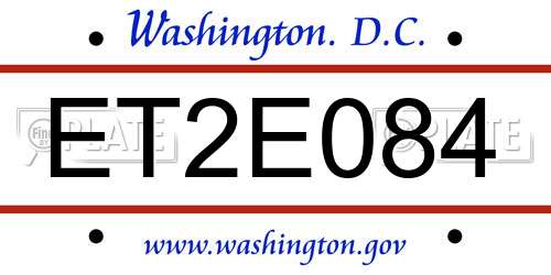 ET2E084 District Of Columbia License Plate
