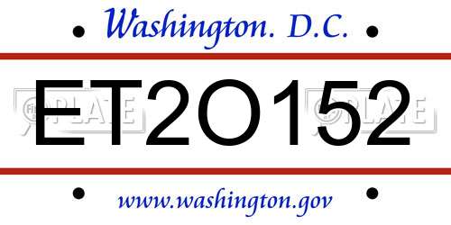 ET2O152 District Of Columbia License Plate