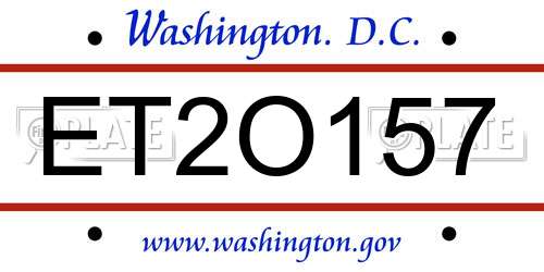 ET2O157 District Of Columbia License Plate