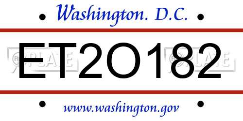 ET2O182 District Of Columbia License Plate