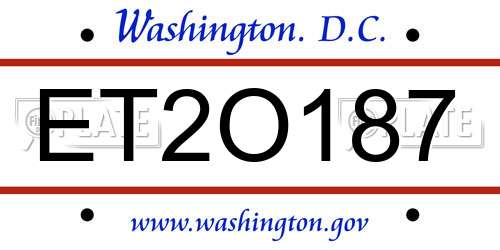 ET2O187 District Of Columbia License Plate