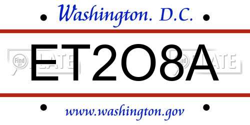 ET2O8A District Of Columbia License Plate