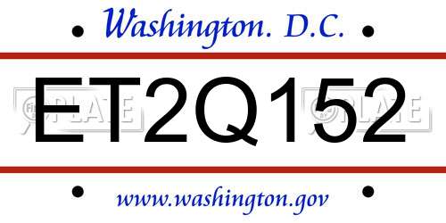 ET2Q152 District Of Columbia License Plate