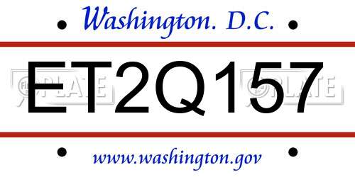 ET2Q157 District Of Columbia License Plate