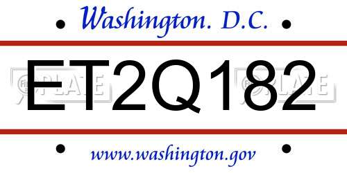 ET2Q182 District Of Columbia License Plate