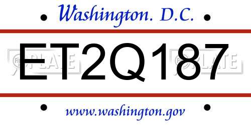 ET2Q187 District Of Columbia License Plate