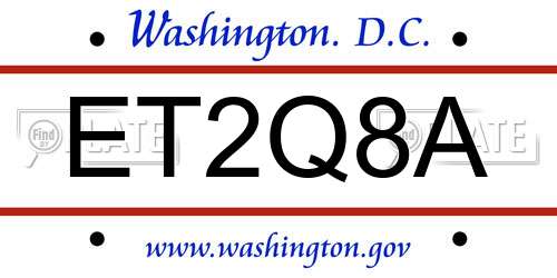 ET2Q8A District Of Columbia License Plate