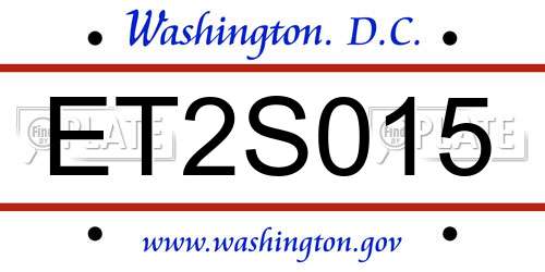 ET2S015 District Of Columbia License Plate