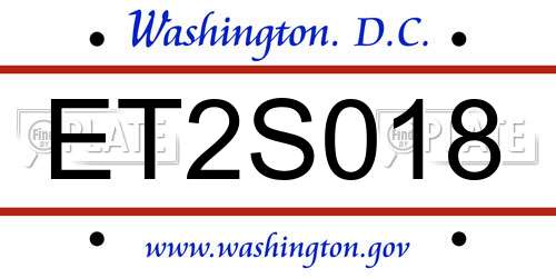ET2S018 District Of Columbia License Plate