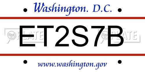 ET2S7B District Of Columbia License Plate