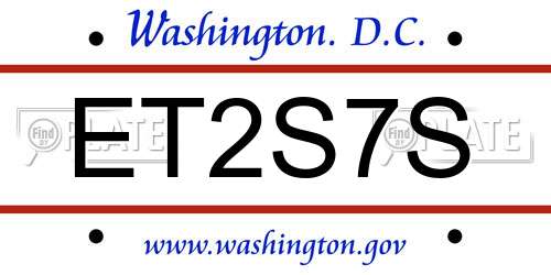 ET2S7S District Of Columbia License Plate