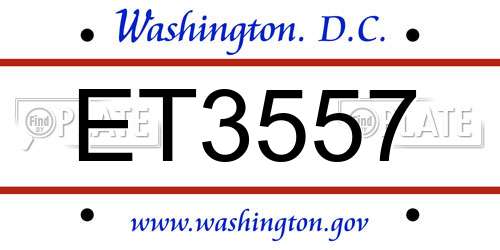 ET3557 District Of Columbia License Plate