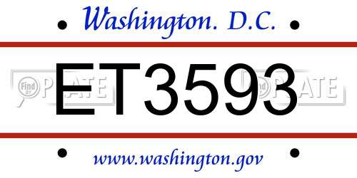 ET3593 District Of Columbia License Plate