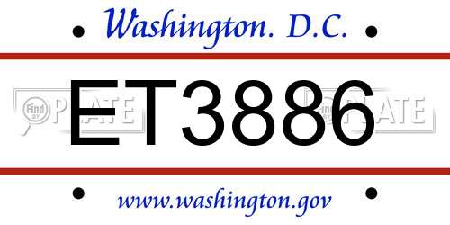 ET3886 District Of Columbia License Plate