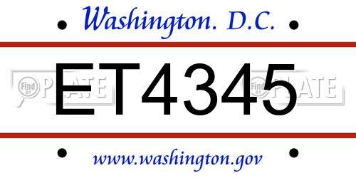 ET4345 District Of Columbia License Plate