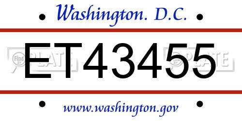 ET43455 District Of Columbia License Plate