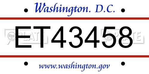 ET43458 District Of Columbia License Plate