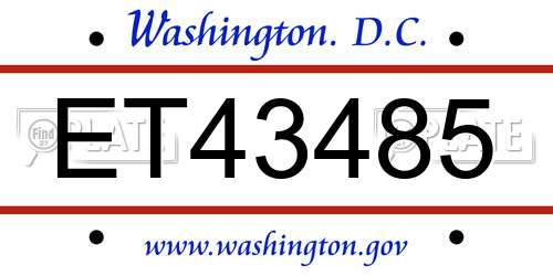ET43485 District Of Columbia License Plate