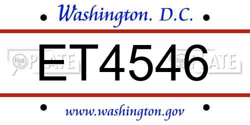 ET4546 District Of Columbia License Plate