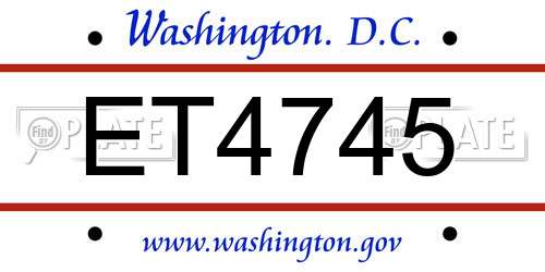 ET4745 District Of Columbia License Plate