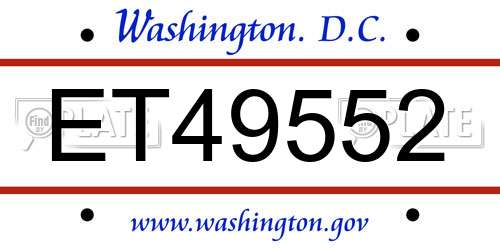 ET49552 District Of Columbia License Plate