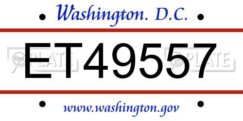 ET49557 District Of Columbia License Plate