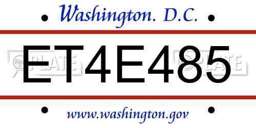 ET4E485 District Of Columbia License Plate