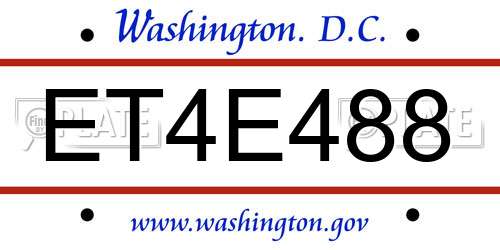 ET4E488 District Of Columbia License Plate