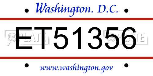 ET51356 District Of Columbia License Plate