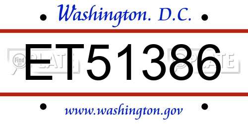 ET51386 District Of Columbia License Plate