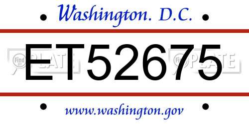 ET52675 District Of Columbia License Plate