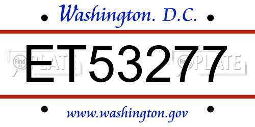 ET53277 District Of Columbia License Plate