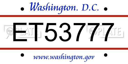 ET53777 District Of Columbia License Plate