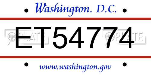 ET54774 District Of Columbia License Plate