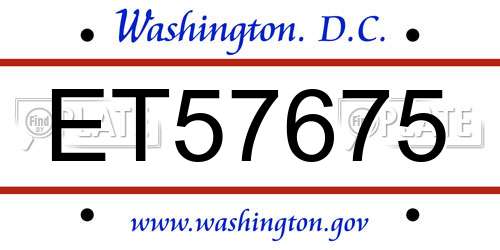 ET57675 District Of Columbia License Plate