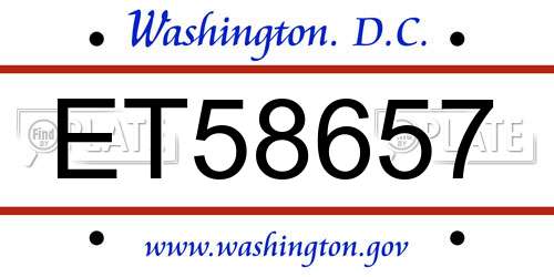 ET58657 District Of Columbia License Plate