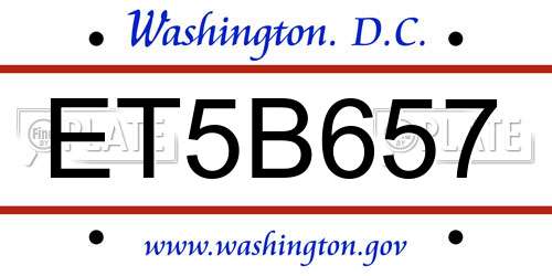 ET5B657 District Of Columbia License Plate