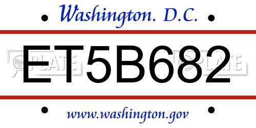 ET5B682 District Of Columbia License Plate