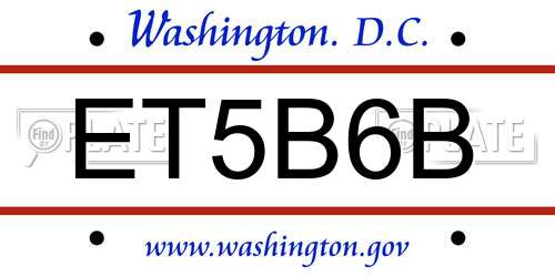 ET5B6B District Of Columbia License Plate