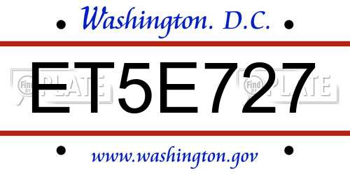 ET5E727 District Of Columbia License Plate