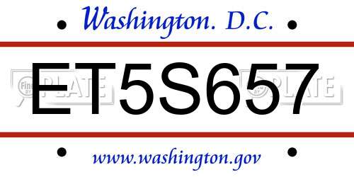 ET5S657 District Of Columbia License Plate