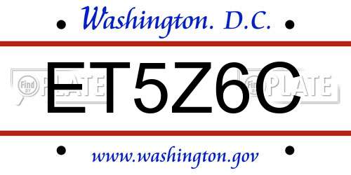ET5Z6C District Of Columbia License Plate