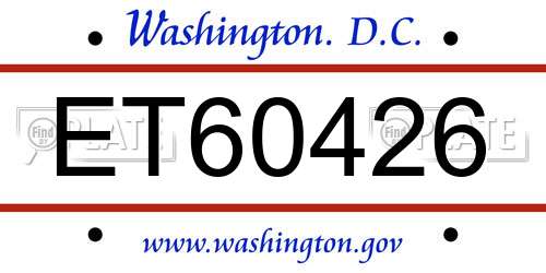 ET60426 District Of Columbia License Plate