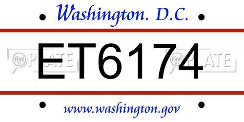 ET6174 District Of Columbia License Plate