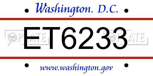 ET6233 District Of Columbia License Plate