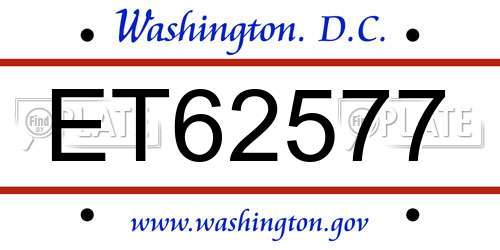 ET62577 District Of Columbia License Plate